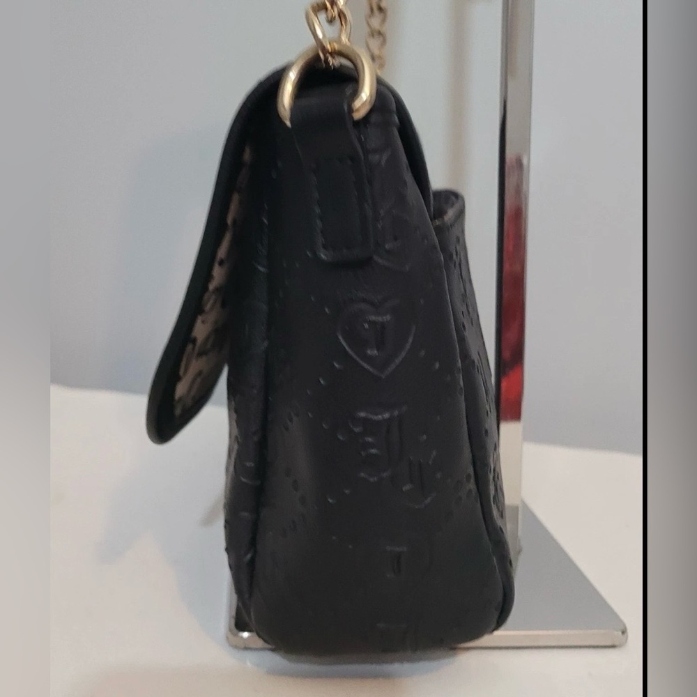 Juicy Couture Black Logo Embossed Crossbody Shoulder Bag Faux Leather - 2 Straps - Picture 5 of 16